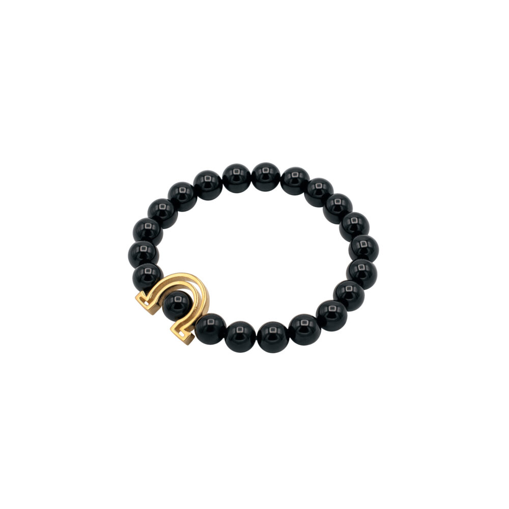 Omega Black Bead Bracelet - Bold and Timeless Design