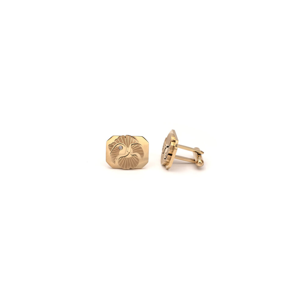 Golden Bloom Cufflinks - Floral Elegance with Crystal Accent