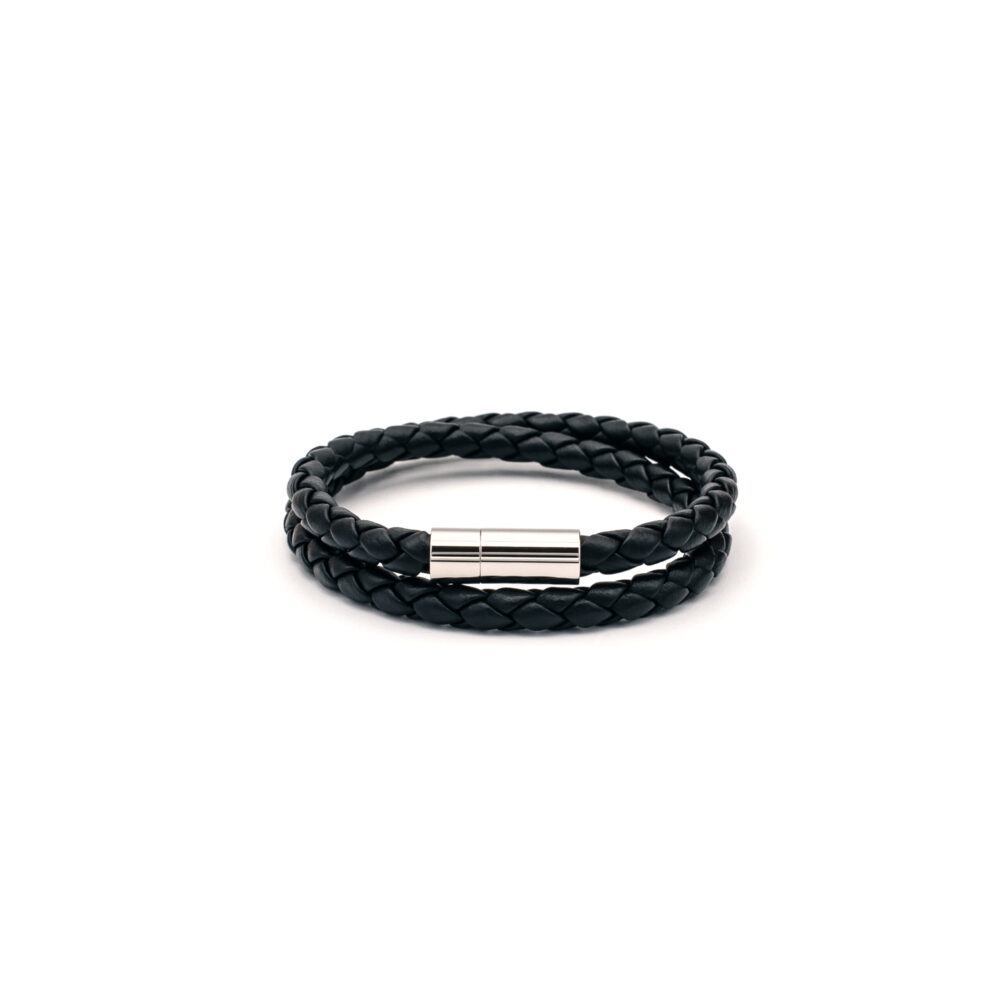 Double Wrap Black Leather Bracelet - Modern and Versatile Style